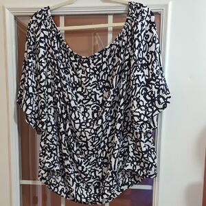 Lane Bryant Black and White Patterned Blouse
